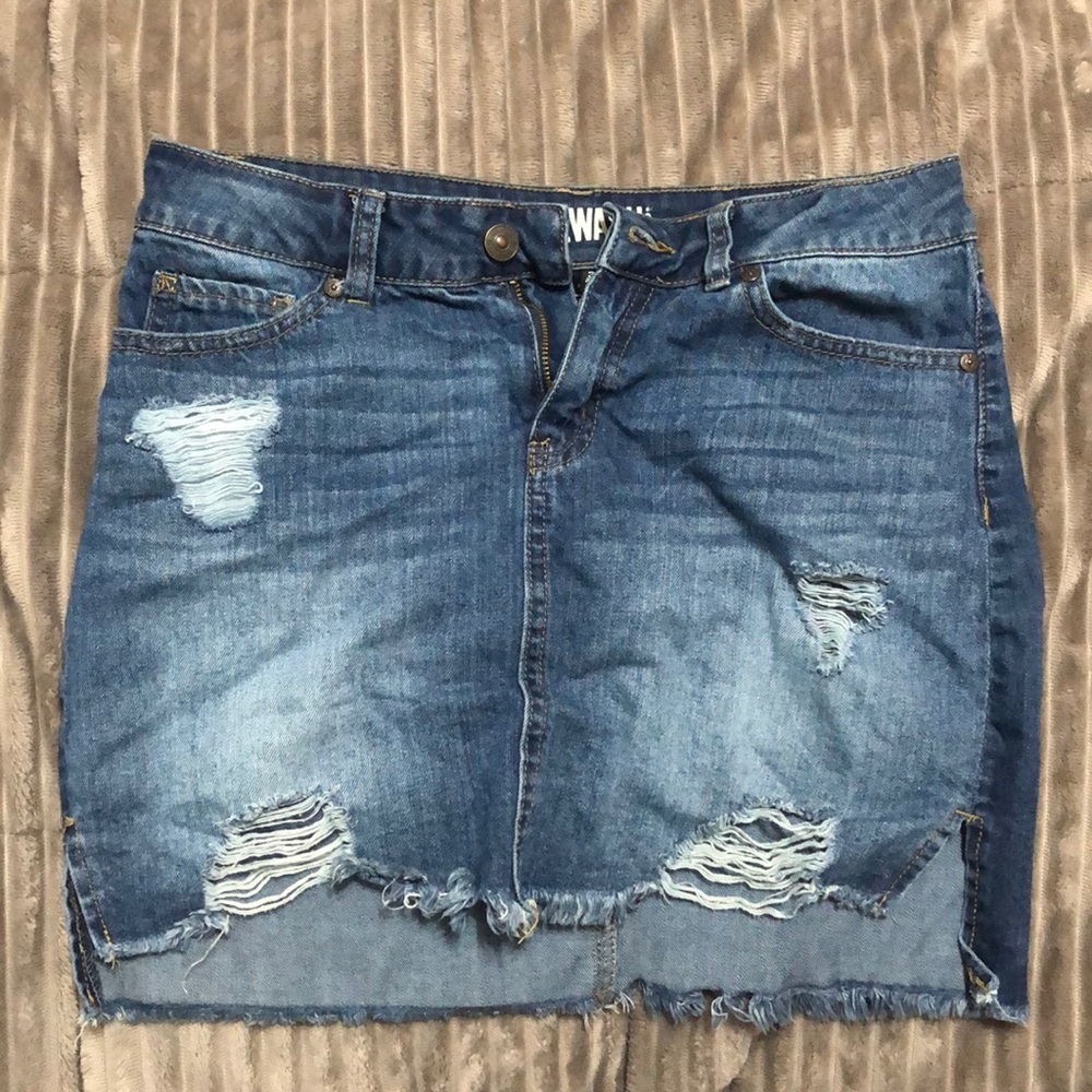 Ripped jean skirt